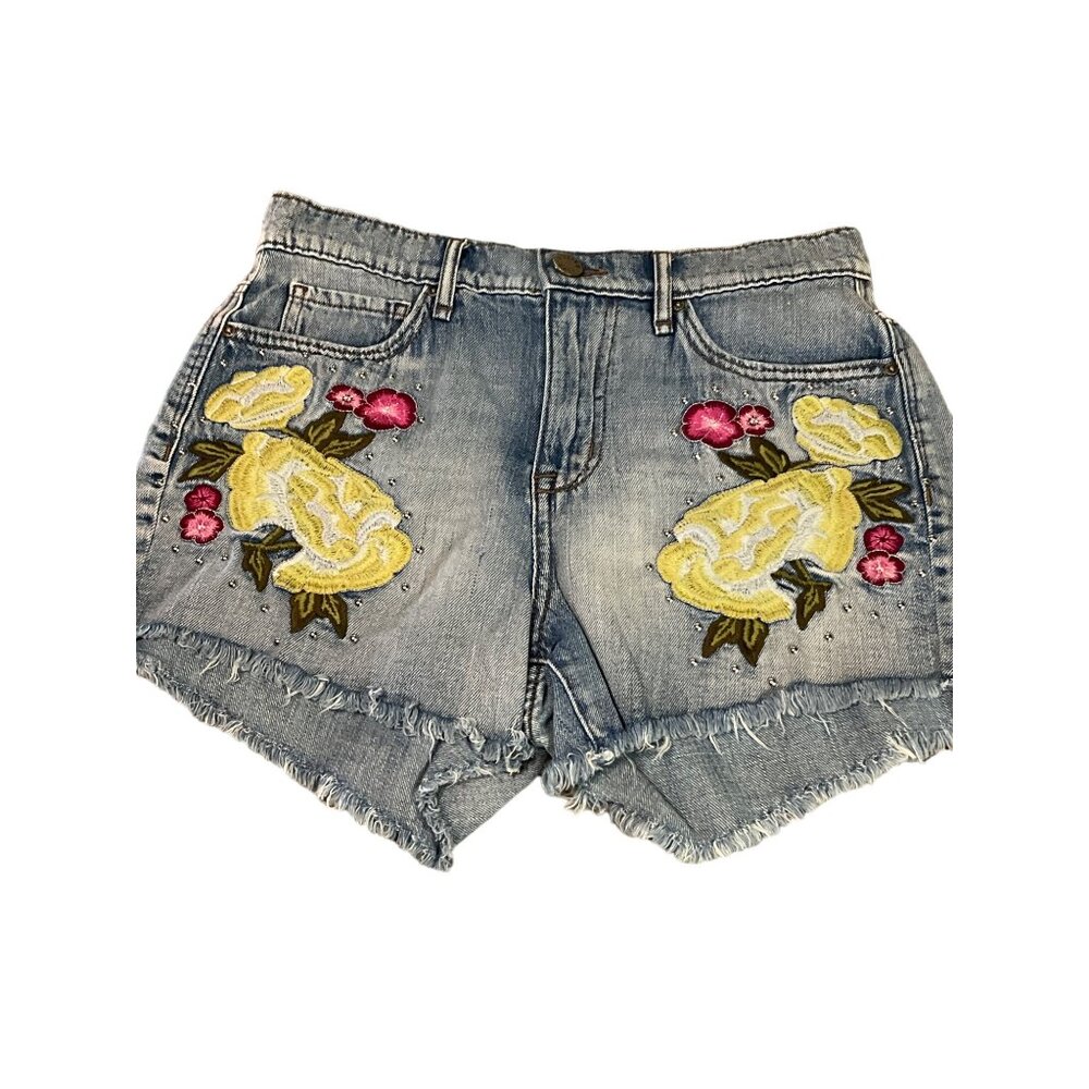 William Rast High Rise Shorts Size 26 Women's Embroidery Flowers